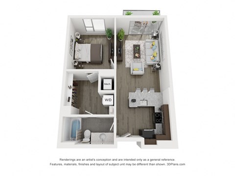 A3 Floor Plan at South Falls Tower, Richmond, Virginia